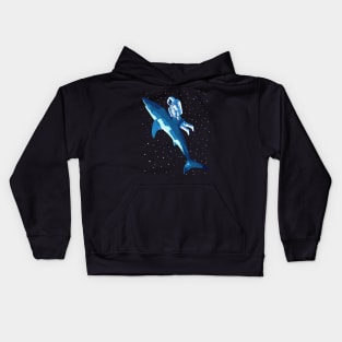 Astronaut on white shark Kids Hoodie